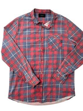 ROLLA'S Faded Plaid Button Down Shirt Long Sleeve Cotton Red size Large